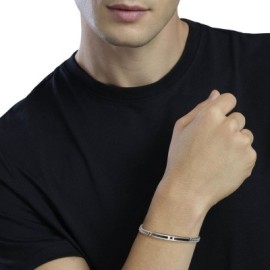 Bracciale uomo catena e piastra nera con cristallo Kidult [6e2e2abf]