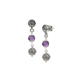 Orecchini pendenti argento brunito con zirconia sfaccettata [fd52b426]