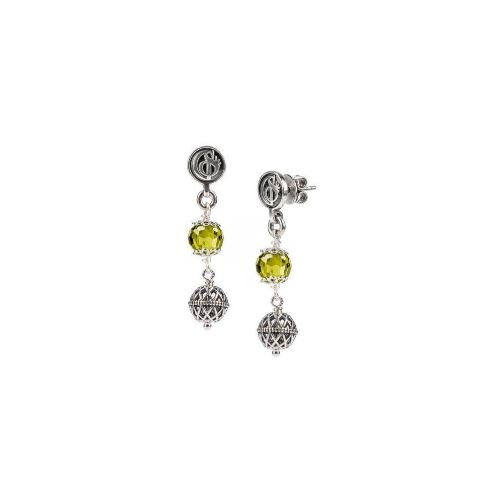 Orecchini pendenti argento brunito con zirconia sfaccettata [b83ebc28]