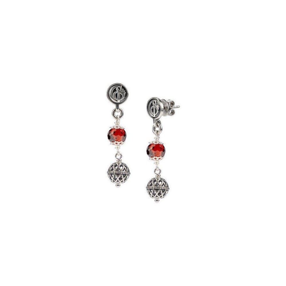 Orecchini pendenti argento brunito con zirconia sfaccettata [3f926429]