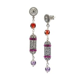 ORECCHINI IRIDE ARGENTO BRUNITO CUBIC ZIRCONIA MULTICOLOR E LANTERNA MEDITERRANEA [b6670d2b]