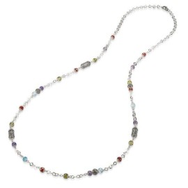 Collana lunga argento brunito con zirconia sfaccettata multicolor [a48cde2f]