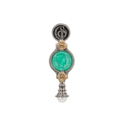 Ciondolo in argento e oro con pasta vitrea e perla [fab4f027]