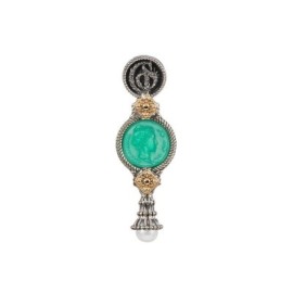 Ciondolo in argento e oro con pasta vitrea e perla [fab4f027]
