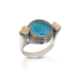 Anello in argento e oro con pasta vitrea [a430329a]