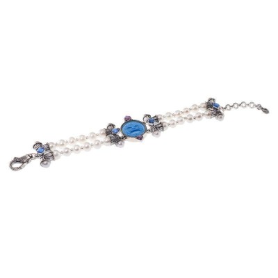 Bracciale in argento con paste vitree, triplette e perle [1faca3ea]