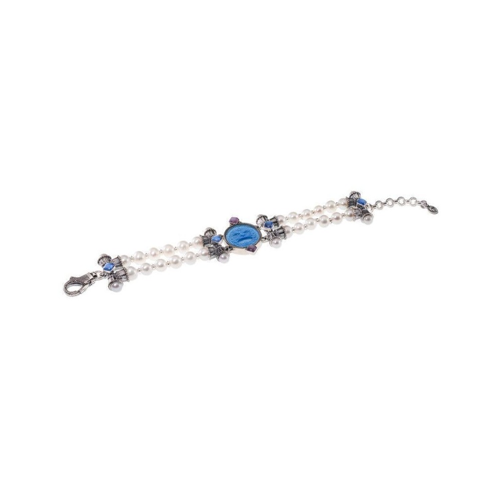 Bracciale in argento con paste vitree, triplette e perle [1faca3ea]