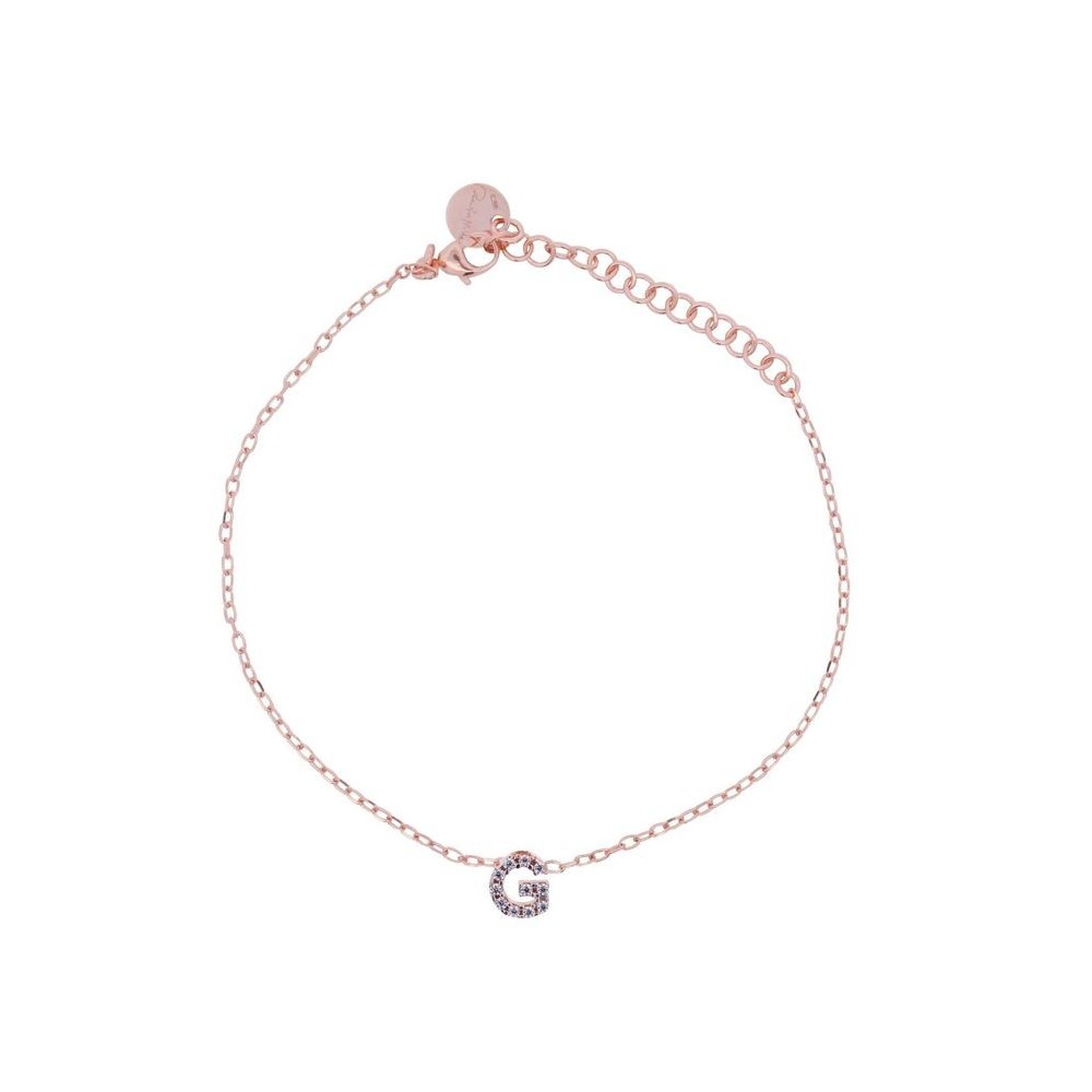 Bracciale Rue des mille con iniziale in argento rosato e zirconi BRZ-011 INIZ [11ddc144]