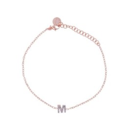 Bracciale Rue des mille con iniziale in argento rosato e zirconi BRZ-011 INIZ [11ddc144]