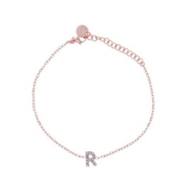 Bracciale Rue des mille con iniziale in argento rosato e zirconi BRZ-011 INIZ [7fe6434d]