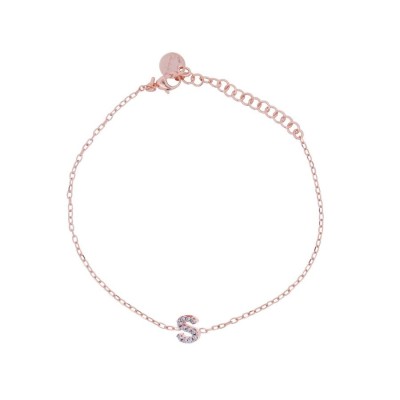 Bracciale Rue des mille con iniziale in argento rosato e zirconi BRZ-011 INIZ [7ab60453]