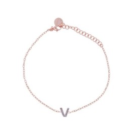 Bracciale Rue des mille con iniziale in argento rosato e zirconi BRZ-011 INIZ [cdabc557]