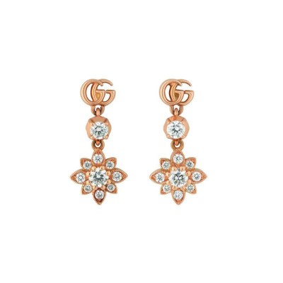 Orecchini Gucci Flora oro rosa 18Kt e diamanti YBD702691 [adb470ff]