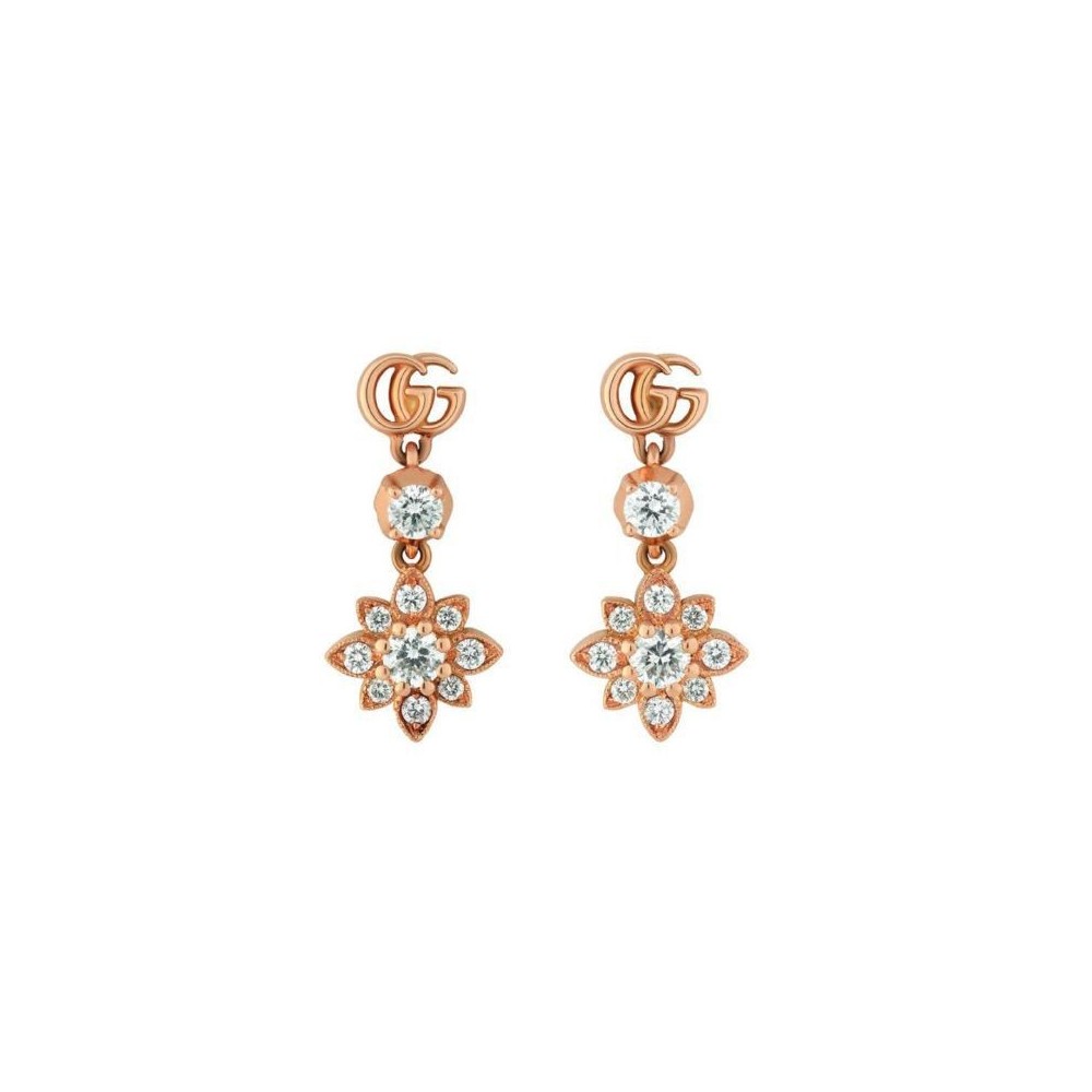 Orecchini Gucci Flora oro rosa 18Kt e diamanti YBD702691 [adb470ff]
