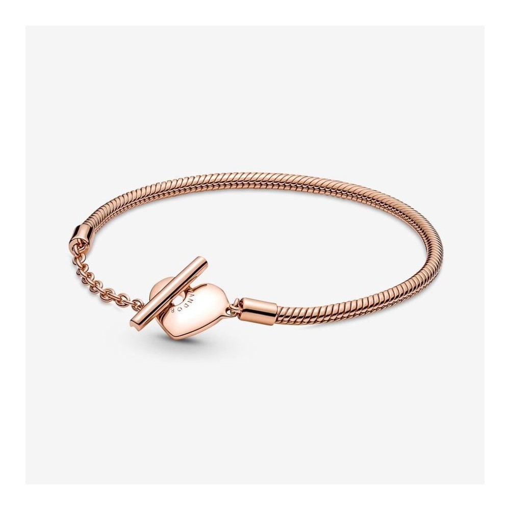 Bracciale Rosè con Chiusura a Cuore e Barretta [a432ef3d]
