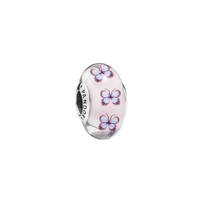 Charm Pandora Moments Vetro di Murano Rosa con Farfalle 797893 [824abd26]
