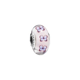 Charm Pandora Moments Vetro di Murano Rosa con Farfalle 797893 [824abd26]