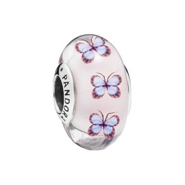 Charm Pandora Moments Vetro di Murano Rosa con Farfalle 797893 [26856ccd]