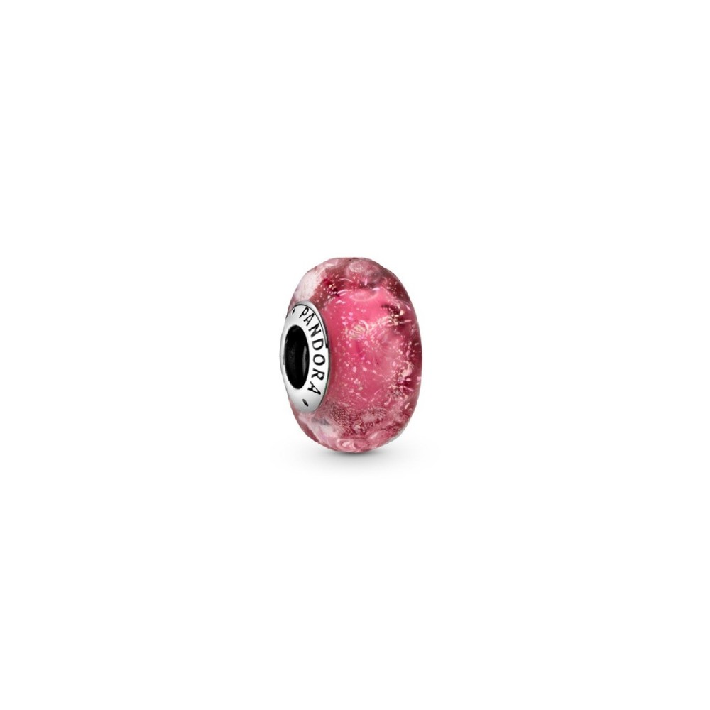 Charm Pandora Moments Vetro di Murano Rosa Con Onde 798872C00 [44778b16]