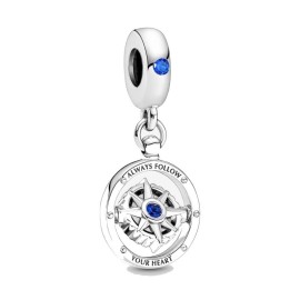 Charm Pandora Bussola Girevole Con Cristallo Blu 790099C01 [5a3d4a57]