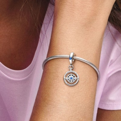 Charm Pandora Bussola Girevole Con Cristallo Blu 790099C01 [831b095a]