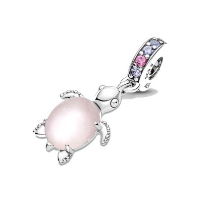 Charm tartaruga marina rosa vetro di murano 798939C02 [56cabace]